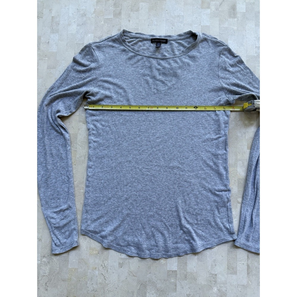 Eileen Fisher Long Sleeve Tshirt Women's Gray Tencel Ribbed Quiet‎ Luxury XXS - Picture 3 of 7